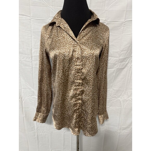 Silk Women’s Cheetah Print Blouse Size Extra Small - Picture 1 of 3